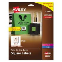 Etiquetas permanentes quadradas Avery 22806 5 cm x 5 cm, pacote com 300