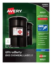Etiquetas químicas Avery Ultra Duty GHS para impressoras a jato de tinta pigmentada Etiquetas químicas Avery Ultra Duty GHS para impressoras a jato de tinta pigmentada