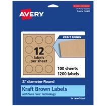 Etiquetas redondas Avery Kraft Brown com 2 cm de diâmetro e 1.200 etiquetas
