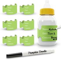 Etiquetas reutilizáveis para mamadeira Pumpkin Doodle com desenho de abóbora, para escrever, pacote com 6 Etiquetas reutilizáveis para mamadeira Pumpkin Doodle com desenho de abóbora, para escrever, pacote com 6