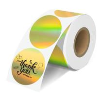 Etiquetas Térmicas JOYIT Holográficas Douradas - 2" - 500 Unidades Redondas
