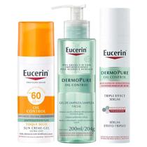 Eucerin DermoPure Oil Control Kit - Protetor Solar Facial + Gel de Limpeza + Sérum para Pele Mista à Oleosa