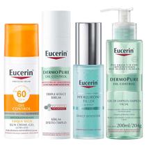 Eucerin Kit - Gel de Limpeza + Sérum + Protetor Solar Facial + Gel Hidratante para Pele Mista à Oleosa