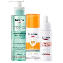 Eucerin Kit Sérum + Gel de Limpeza + Protetor Solar Facial para Peles Oleosas e Acneicas