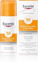 Eucerin Protetor Solar Facial Sun Fluido Anti-Idade FPS 50 50ml Alta Proteção UVA/UVB, Ácido Hialurônico, Antioxidante