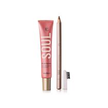 Eudora Kit Soul Blush Líquido Rosa Coradinho + Lápis Para Sobrancelhas Médio Claro