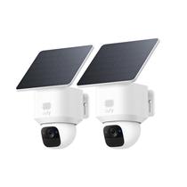 Eufy Security SoloCam E30, pacote com 2, câmeras de segurança sem fio externas, câmera solar externa sem fio, panorâmica 360, rastreamento por IA, clareza 2K, compatível com HomeBase S380, sem mensalidade