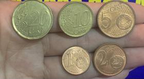 Europa 5 Moedas 1 Cent, 2 Cent, 5 Cent, 10 Cent e 20 Cent Euro Estrangeiras