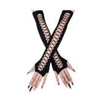 Europa EUA Sexy Luvas de Renda Malha Sem Dedos Fun Tag Boate Dança Dot Long Cos