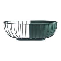 European Forjado Iron Fruit Basket Metal Wire Hollow Out Drain Bowl Snacks Storage Dish Stand for Living Room Kitchen - Verde escuro