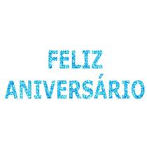 Eva letra Feliz Aniversário glitter azul 13cmx10cm ref 5414