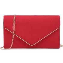 Evening Clutch Dasein feminino vermelho com ferragens douradas