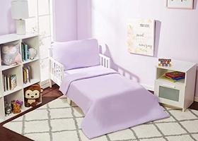 EVERYDAY KIDS 4 Piece Toddler Bedding Set - Inclui edredom, lençol plano, lençol embutido e fronha - roxo sólido