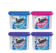 Evita Tira Mofo Secar Leve 4 Pague 3 Sanol 4x100g Desumidificador Armário Pote Gaveta Guarda Roupa