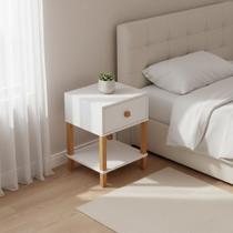 Evo Mesa de Cabeceira Branco 1 Gaveta Alta