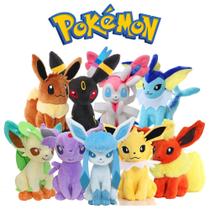 Evoluções do Eevee - Pelúcias de Pokémon - Espeon, Umbreon, Flareon, Sylveon, Vaporeon, Jolteon, Leafeon, Glaceon