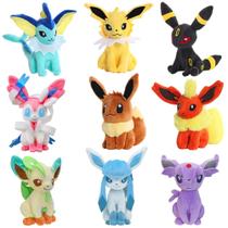 Evoluções do Eevee - Pelúcias de Pokémon - Espeon, Umbreon, Flareon, Sylveon, Vaporeon, Jolteon, Leafeon, Glaceon