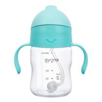 Evorie Tritan Weighted Straw Sippy Cup com alças para bebês e crianças 6 meses acima, 7 Oz Leakproof Soft Silicone Straw First Infant Water Bottle (Mint)