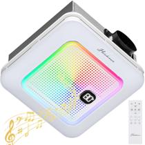 Exaustor de banheiro HAWKROWN com alto-falante Bluetooth, exaustor de banheiro de 230 CFM 1.0 Sone com luz, 3 luzes dinâmicas, 7 cores de LED, 3 temperaturas de cor, luz noturna, sincronização de música, remoto, fácil instalação Exaustor de banheiro HAWKROWN com alto-falante Bluetooth, exaustor de banheiro de 230 CFM 1.0 Sone com luz, 3 luzes dinâmicas, 7 cores de LED, 3 temperaturas de cor, luz noturna, sincronização de música, remoto, fácil instalação