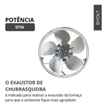 Exaustor P/ Churrasqueira Silencioso Duto Redondo Potente 27cm Turbão Bivolt