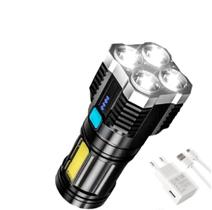 excelênte Lanterna 4 Leds Multifuncional Preta com Bateria Recarregável acompanha recarregador