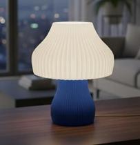Exclusiva Luminária Cogumelo Iluminação Decoração de Led Moderna Ondulada 127v Azul