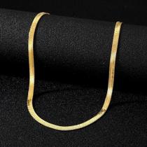 Exclusivo Colar Feminino Choker Laminado Em Aço Inox 42CM/3MM Dourada