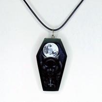 Exclusivo colar shaker caixão magia gato preto resinado