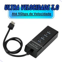 Expansor Hub Usb 3.0 4 Portas Com Led Super Rápido 5.0 Gbps - Envio no mesmo dia