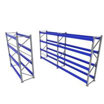 Expositor 3 mini porta pallet 250 kg 180x200x60 (CxLxP) cinza com azul sem bandejas