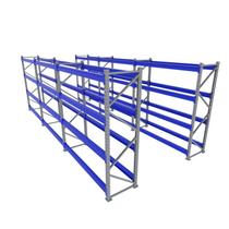 Expositor 6 mini porta pallet 250 kg 180x200x60 (CxLxP) cinza com azul sem bandejas