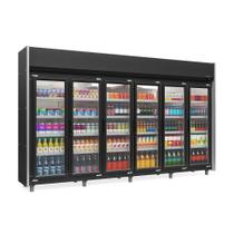 Expositor 6 Portas Preto GEAS6P 4 Prateleiras 220v Gelopar