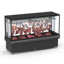 Expositor Açougue Vanguard Top 2,00m Gancheira Vidro Aquecido Estático EAVTVRG2000E 220V - Refrimate Expositor Açougue Vanguard Top 2,00m Gancheira Vidro Aquecido Estático EAVTVRG2000E 220V - Refrimate
