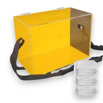 Expositor Acrílico Amarelo para 40 Caixinhas da Felicidade, Bolo no Pote e Copos