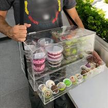 Expositor Acrílico para 24 Caixinhas com 1 Gaveta para 50 Brigadeiros com Alça e Pegador