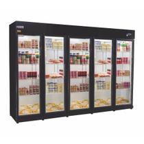 Expositor Auto Serviço Refrigerados Frilux 5 Portas Preto e Branco Vidro Duplo 127V RF-024