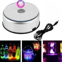 Expositor Base Giratória USB Luz Led RGB Iluminação Para Decoração Em Cristais Vidro 23216 Expositor Base Giratória USB Luz Led RGB Iluminação Para Decoração Em Cristais Vidro 23216