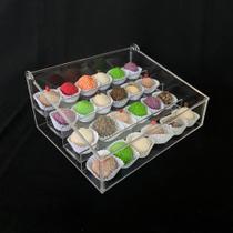 Expositor c/tampa p/doces formato escada acrilico