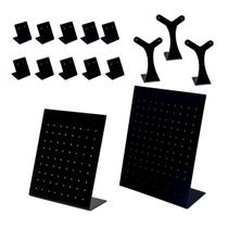 Expositor de brinco pequeno + Peixinho 3un + 72 furos + 120 Furos - Preto