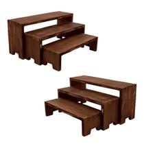 Expositor de madeira Riser Yikaroeli, 3 camadas, conjunto de 6 peças