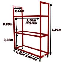 Expositor de Pneus 3 Andares em Aço Desmontável - Modelo 04 Rampas Maki (REF. 1004004)