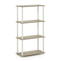 Expositor de prateleira Furinno Turn-N-Tube de 4 camadas Sonoma Oak