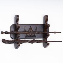 Expositor de varinha de madeira Handicraftviet de 3 camadas preto Expositor de varinha de madeira Handicraftviet de 3 camadas preto