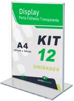 Expositor Display A4 Toten de Mesa Balcão Escritório Acrílico Formato T