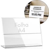 Expositor Display Folha A4 Pix QR Code Menu Cardapio Aviso Horizontal Transparente