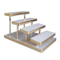 Expositor Escada Eleganza Branco com Dourado - 4 Degraus