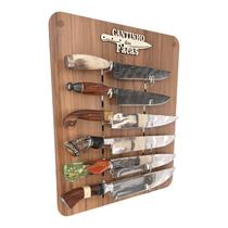 Expositor Fixação Na Parede Para 6 Facas Em Madeira Mdf