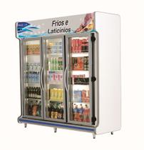 Expositor Frios e Laticínios 3 Portas Polofrio Expositor Europeu Vermelho 110v