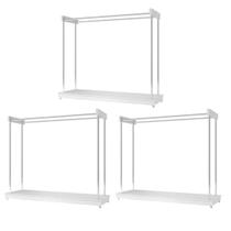 Expositor kit 3 Araras Closet de Roupas Com Rodízios Aço Cromado Branco - Ideal Móveis