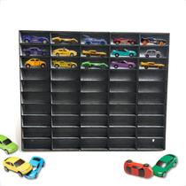 Expositor Organizador Preto Porta Carrinhos Infantil Brinquedo Estante Nicho 50 Carros Miniatura